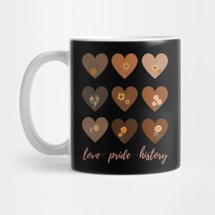 African American Love Pride History Melanin Wildflower Hearts Mug